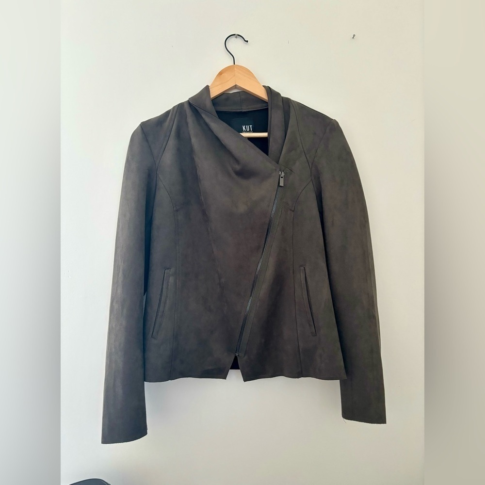 KUT FROM THE KLOTH | Faux suede motto jacket | M